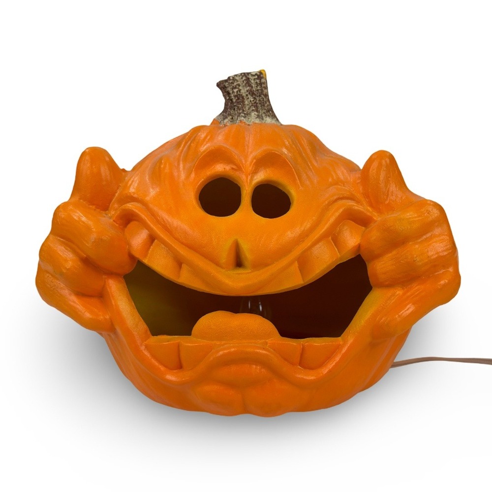 Vintage 2004 Gemmy Foam Light Up Jack O Lantern Pumpkin Halloween Decor